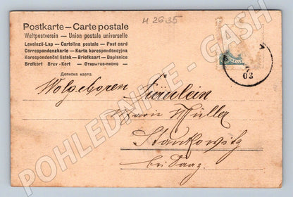 Postcard woman by the water colored 1903 (M2635)