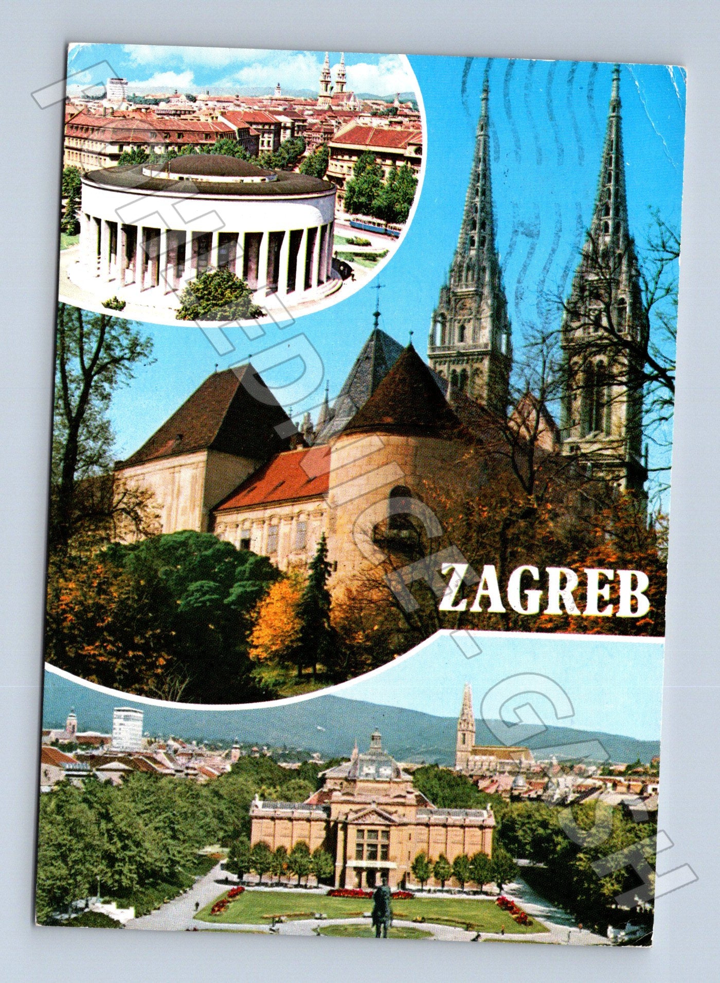 Pohlednice Chorvatsko Záhřeb koláž památek 1981 (M26364)