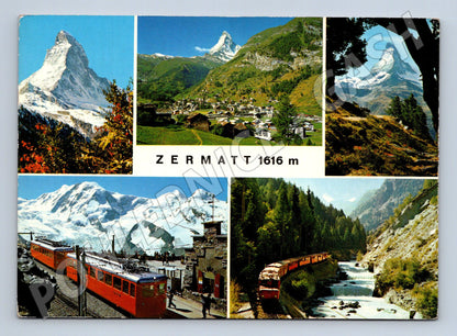 Pohlednice Švýcarsko Zermatt Matterhorn vlaky 1970 (M26377)
