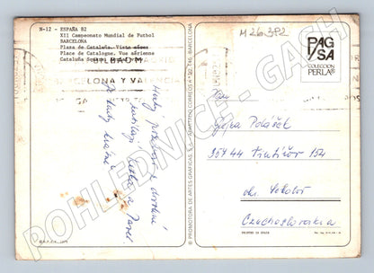 Pohlednice Španělsko Barcelona Plaza Cataluña fotbal MS 1982 (M26382)