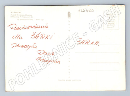 Pohlednice Polsko Varšava Chopinův pomník 1970 (M26405)