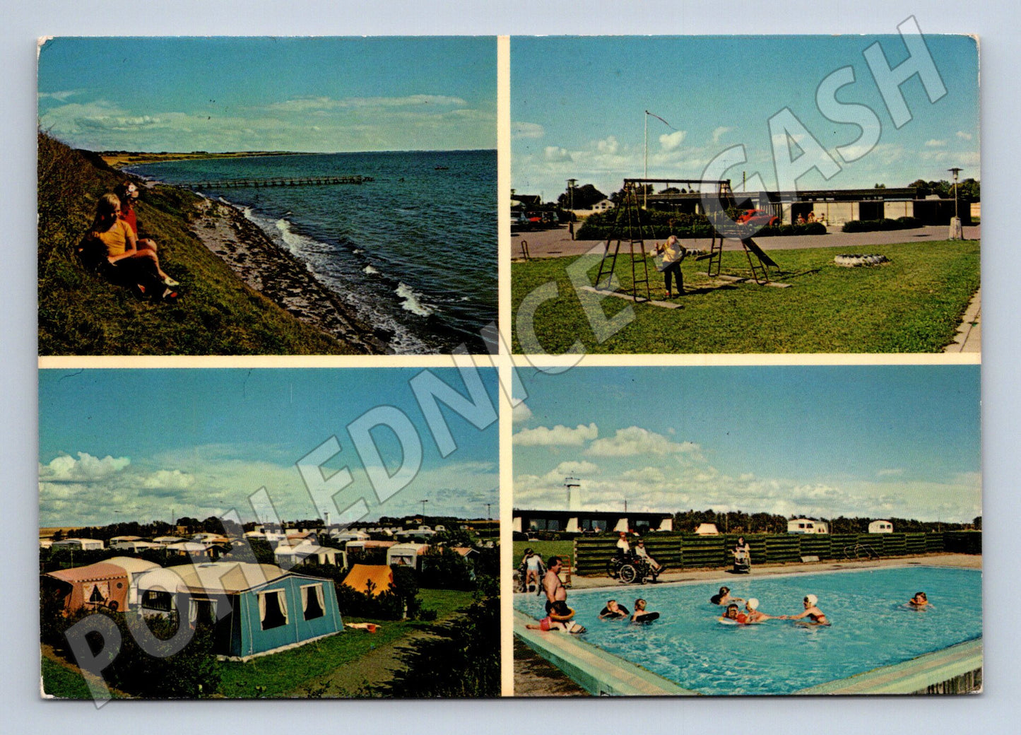 Pohlednice Dánsko Kalundborg kemping pláž bazén 1987 (M26417)