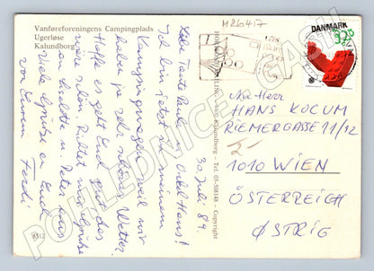 Pohlednice Dánsko Kalundborg kemping pláž bazén 1987 (M26417)