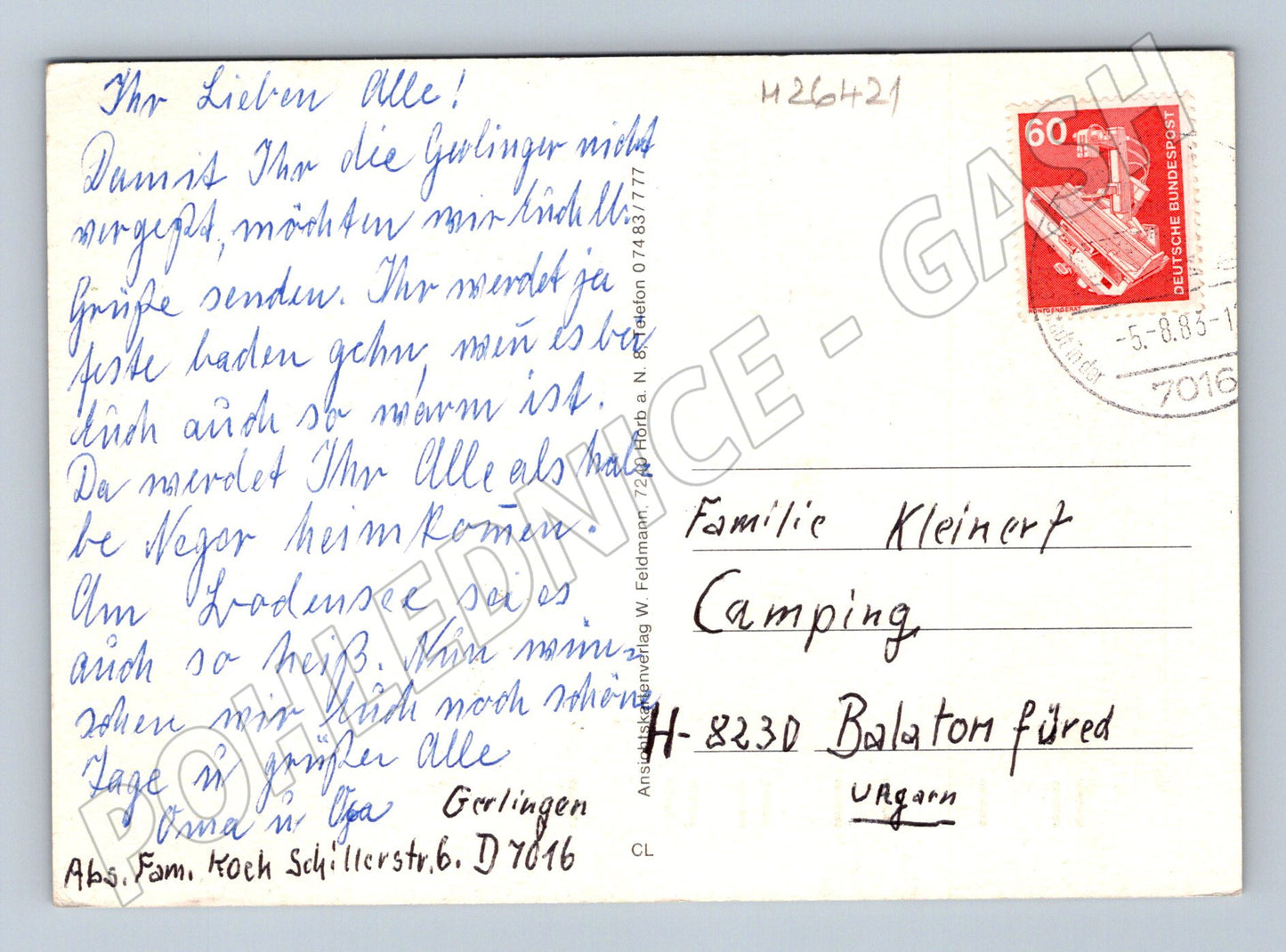 Pohlednice Německo Gerlingen b.Stuttgart koláž 1985 (M26421)