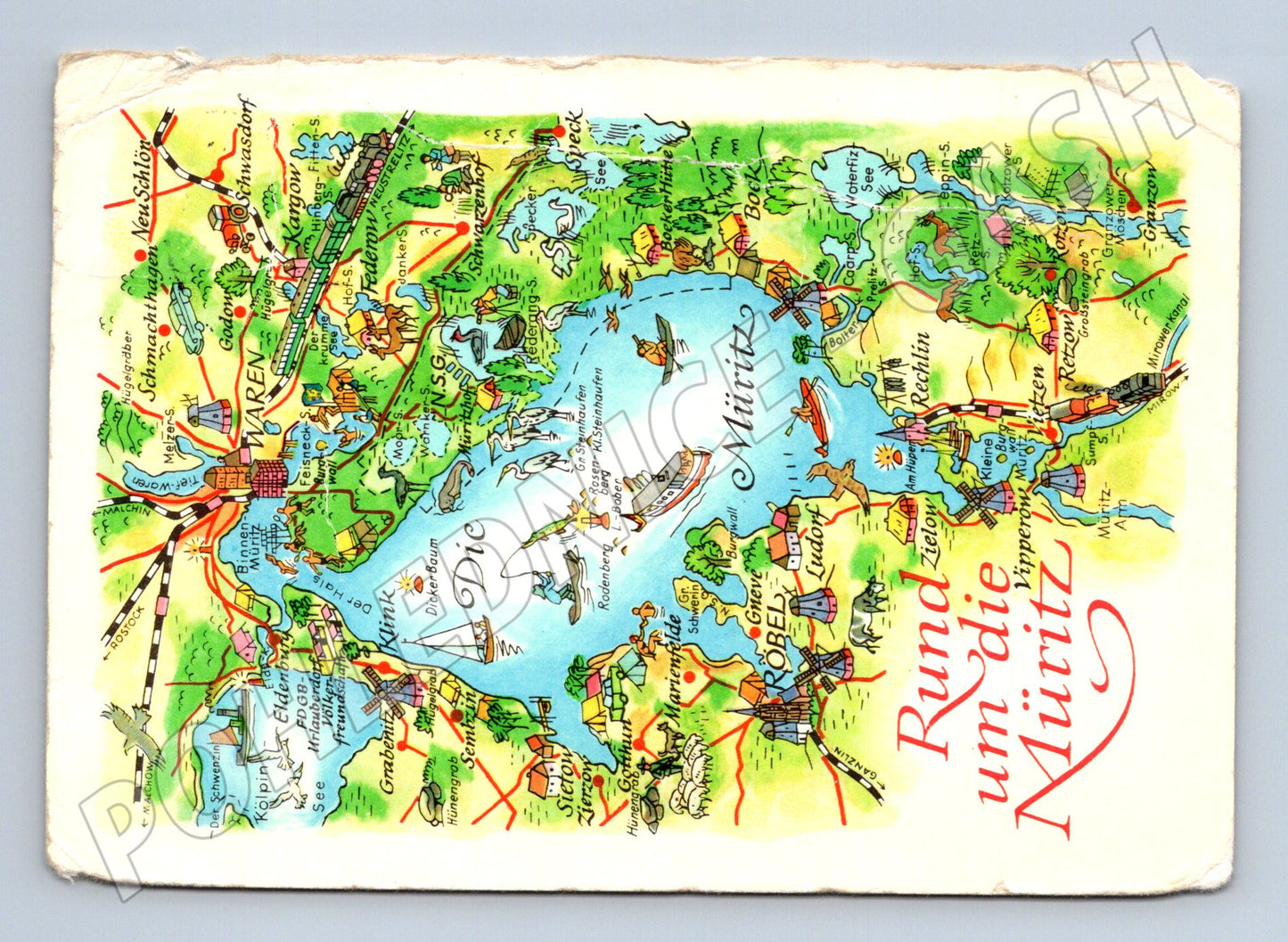 Pohlednice Německo Müritz mapa 1983 (M26423)