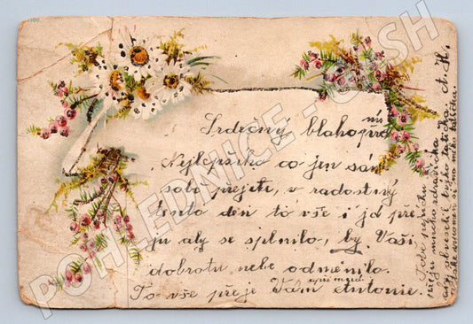 Postcard Příbram flower greeting card (M2644)
