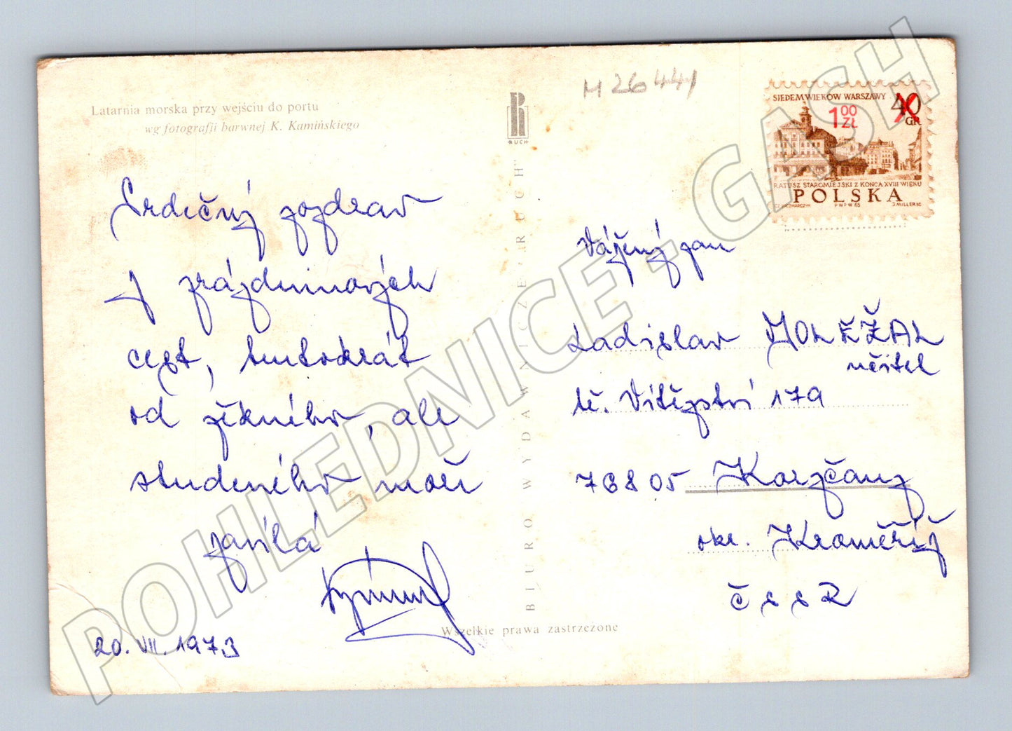 Pohlednice Polsko maják u přístavu 1943 (M26441)