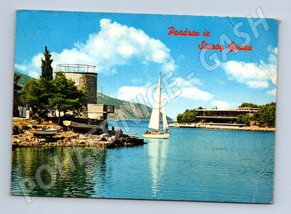 Pohlednice Chorvatsko Starigrad pobřeží se jachtou 1975 (M26443)