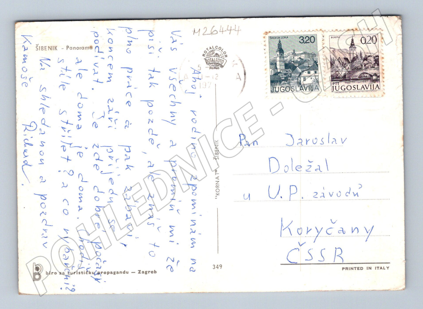 Pohlednice Chorvatsko Šibenik panorama přístav 197x (M26444)