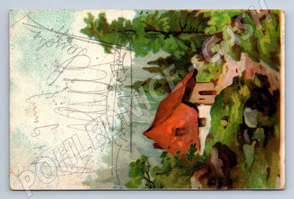 Postcard castle by the water picturesque scene (M2645)