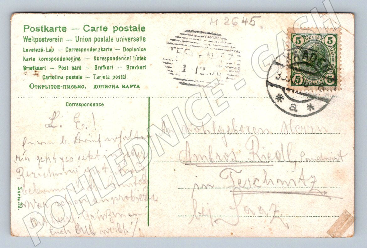 Postcard castle by the water picturesque scene (M2645)