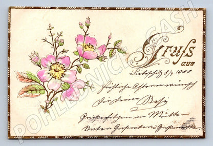 Postcard floral motif embossed 1900 (M2646)