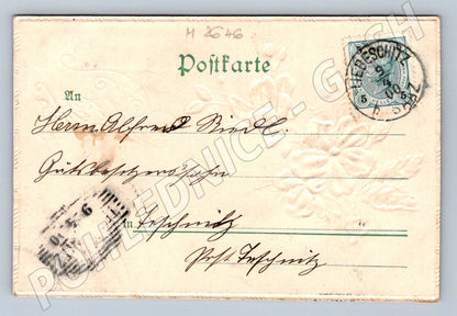 Postcard floral motif embossed 1900 (M2646)