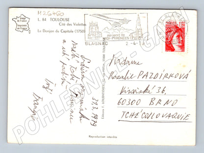 Pohlednice Francie Toulouse Donjon Capitole, fialky 1979 (M26460)