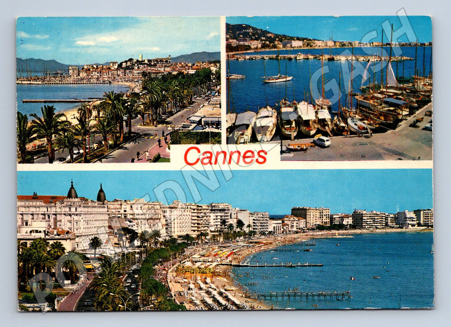 Pohlednice Francie Cannes pláže a přístav 1983 (M26461)