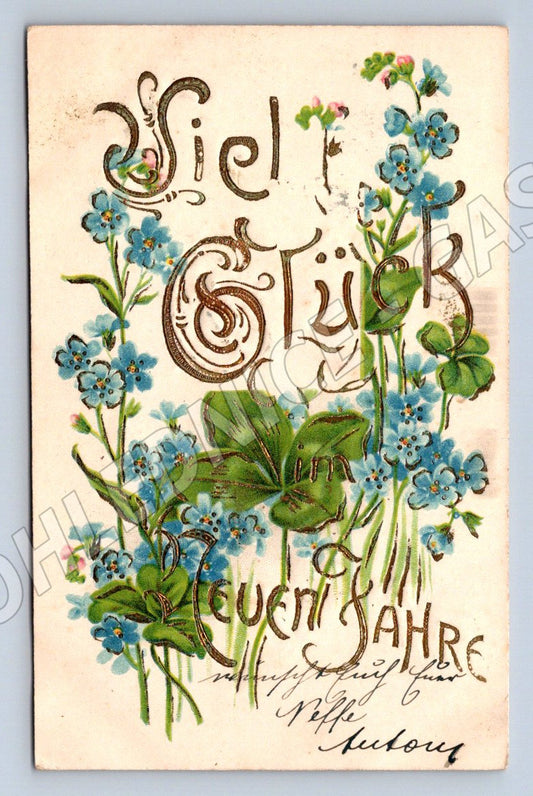 Postcard Viel Glück flowers (M2647)