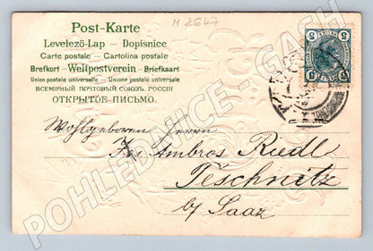 Postcard Viel Glück flowers (M2647)