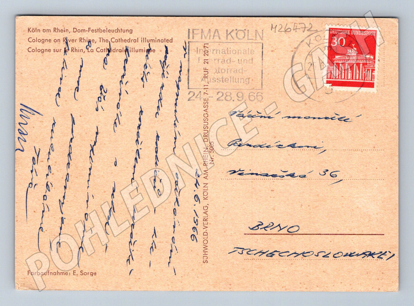Pohlednice Německo Kolín nad Rýnem dóm osvětlený 1966 (M26472)