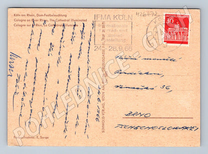Pohlednice Německo Kolín nad Rýnem dóm osvětlený 1966 (M26472)