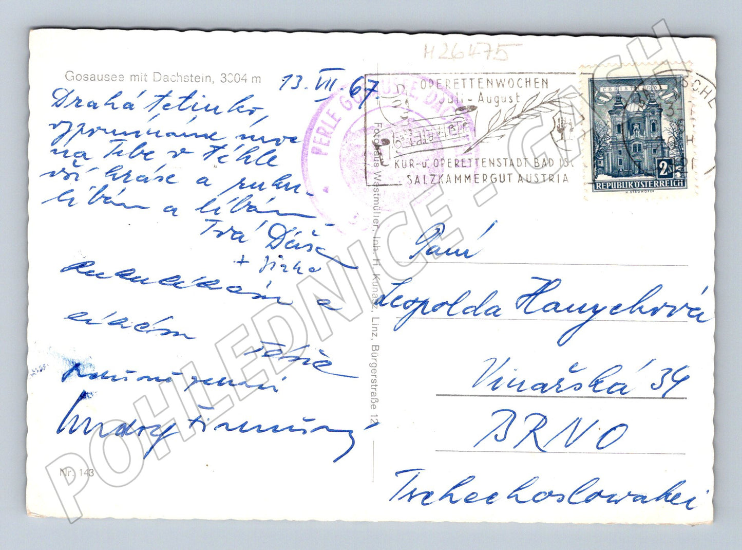 Pohlednice Rakousko Gosausee s Dachsteinem 1967 (M26475)