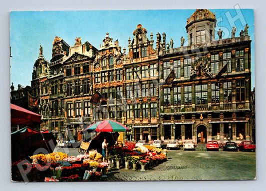 Pohlednice Belgie Brusel Grand Place květinový trh 1976 (M26479)