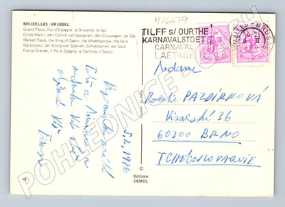 Pohlednice Belgie Brusel Grand Place květinový trh 1976 (M26479)