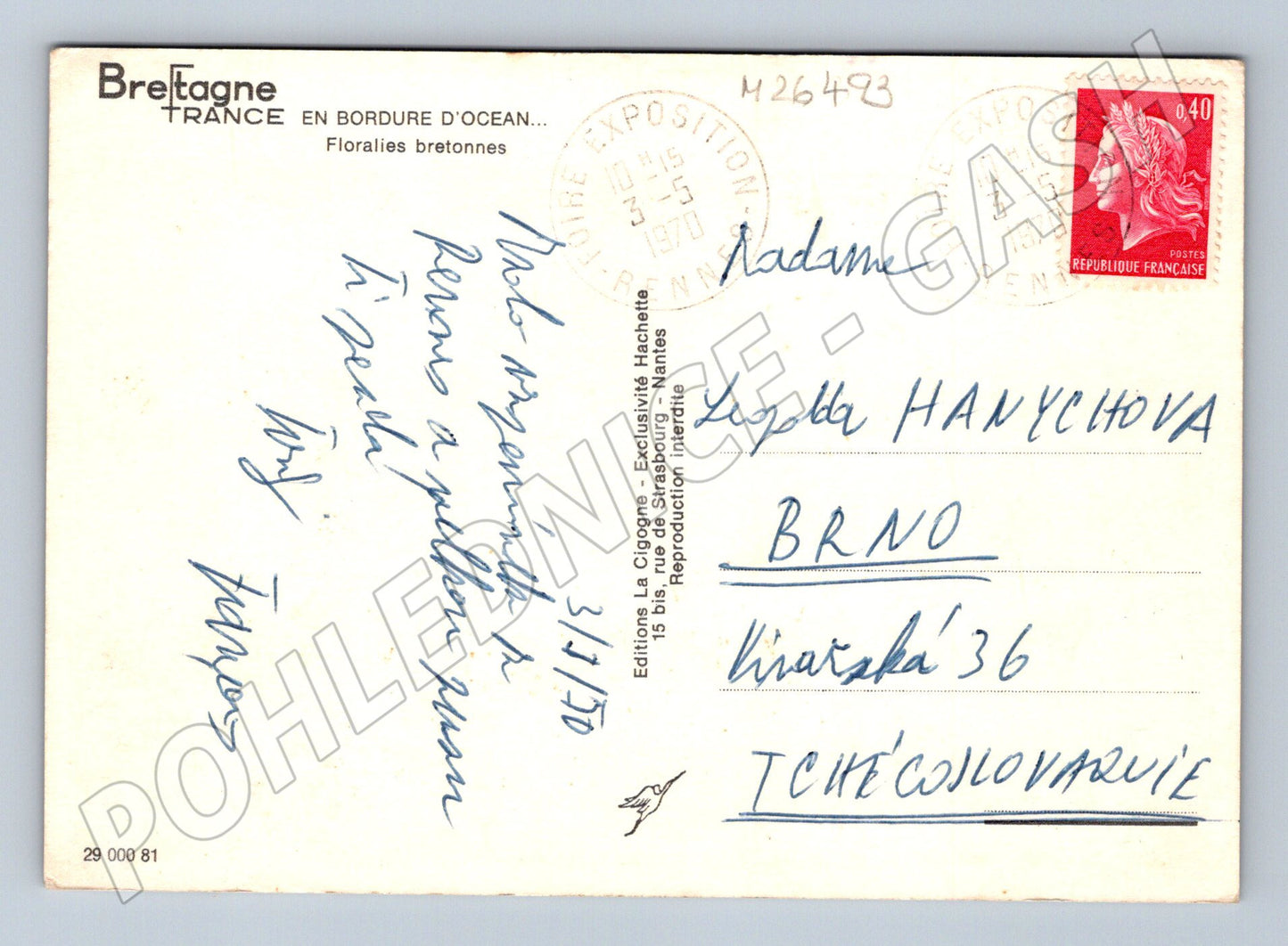 Pohlednice Francie Bretaň květiny pobřeží 1970 (M26493)