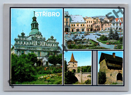 Pohlednice Stříbro – historická pohlednice s více záběry města (M265)