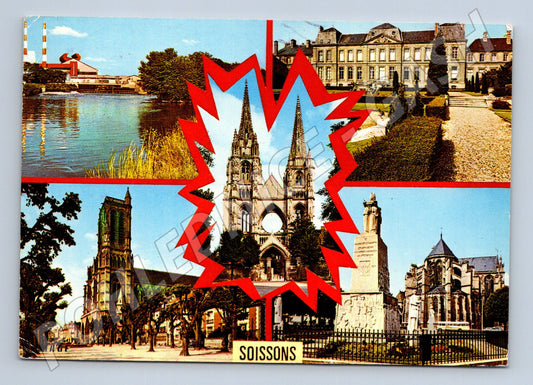 Pohlednice Francie Soissons koláž památek 1979 (M26524)