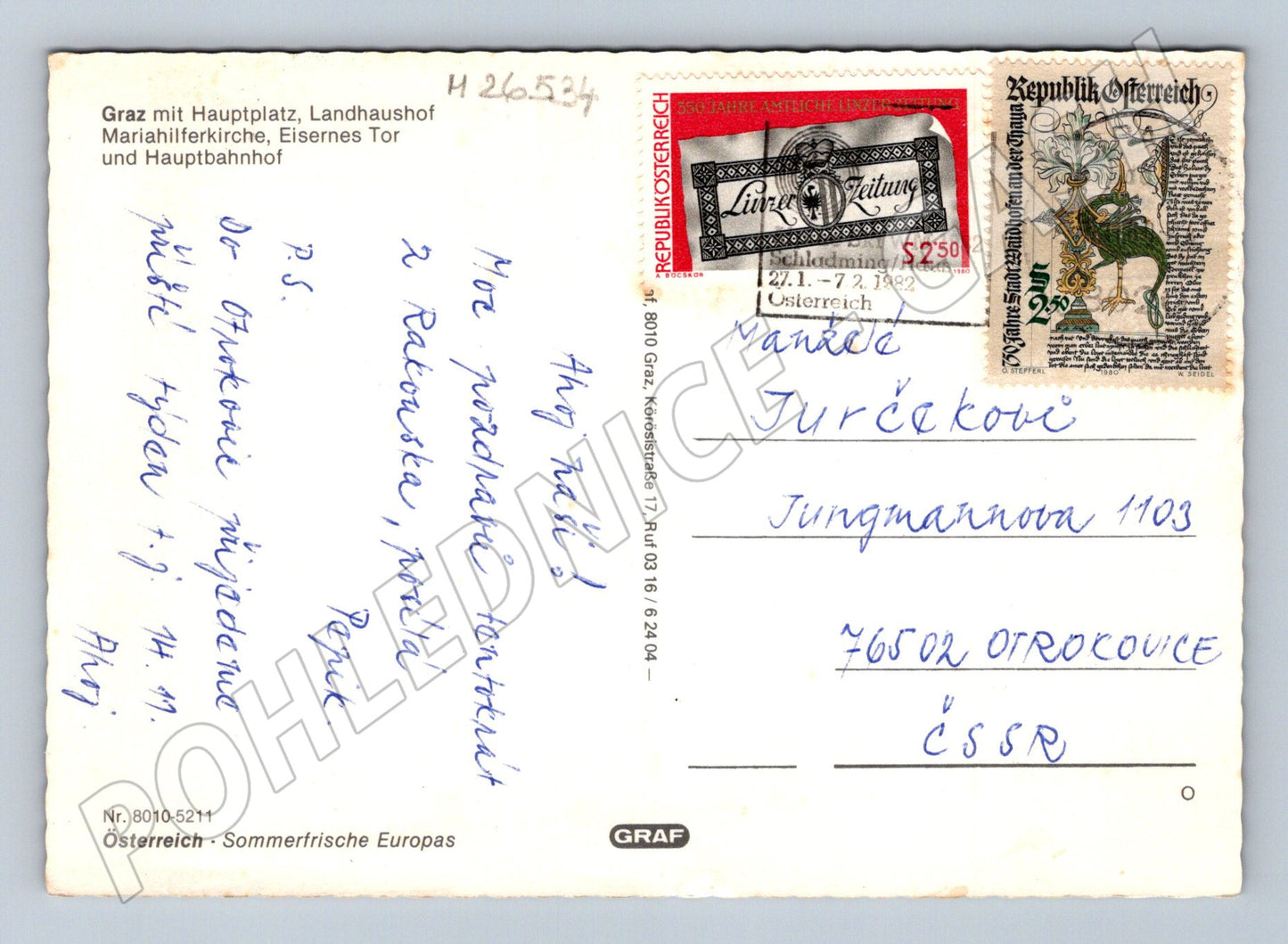 Pohlednice Rakousko Graz více pohledů 1982 (M26534)