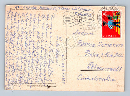 Pohlednice Švýcarsko Flims Caumasee restaurace 1969 (M26539)
