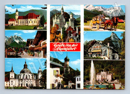 Pohlednice Německo Alpy zámky kostely Oberammergau (M26556)