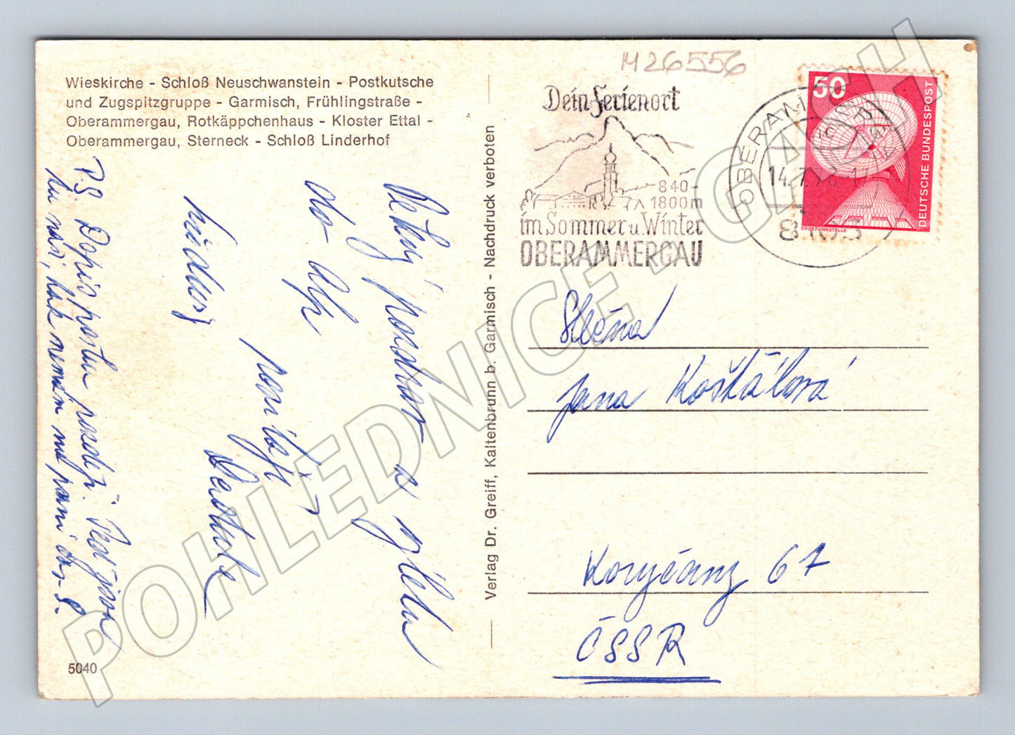 Pohlednice Německo Alpy zámky kostely Oberammergau (M26556)