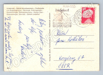 Pohlednice Německo Alpy zámky kostely Oberammergau (M26556)