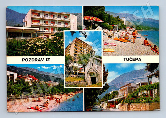 Pohlednice Chorvatsko Tučepa moře pláž hotely 1975 (M26563)
