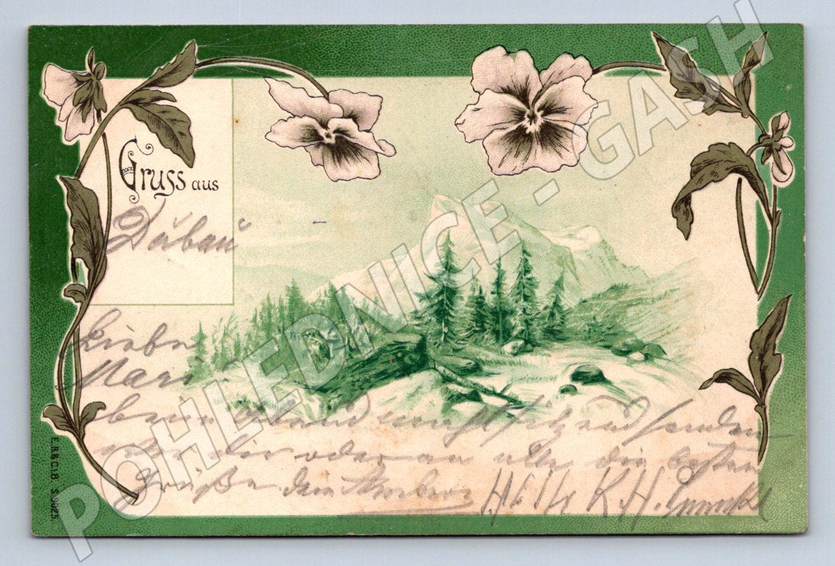 Postcard mountain landscape Gruss aus 1899 (M2657)