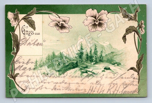 Postcard mountain landscape Gruss aus 1899 (M2657)