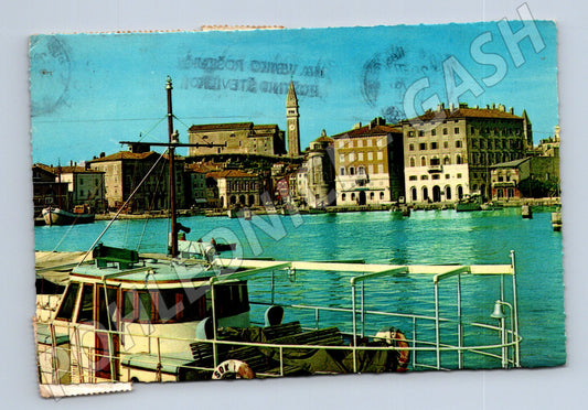 Pohlednice Slovinsko Piran přístav věž 1976 (M26579)