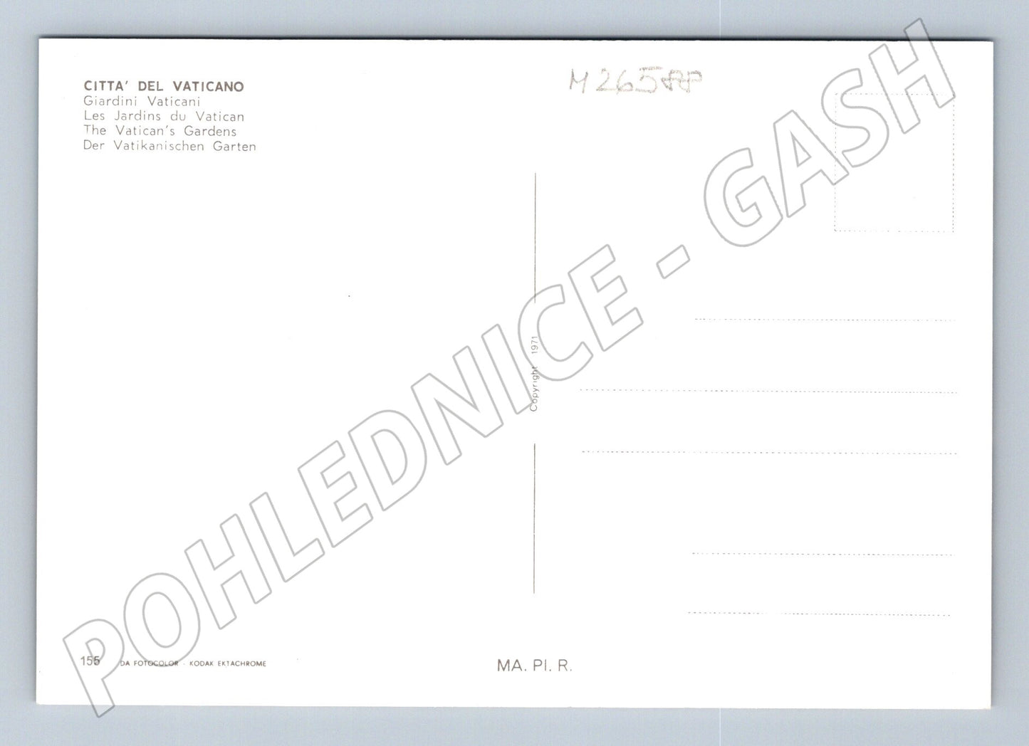 Pohlednice Vatikán Giardini Vaticani fontána 1971 (M26588)