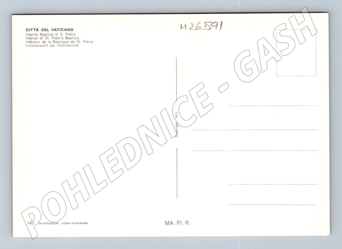 Pohlednice Vatikán chrám sv. Petra interiér 1971 (M26591)