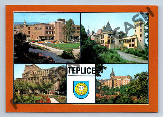 Pohlednice Teplice – více záběrů, odeslaná 1991, známka (M266)