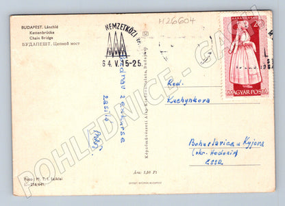 Pohlednice Maďarsko Budapešť Lánchíd 1968 (M26604)