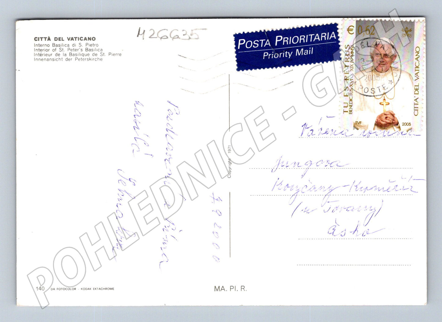 Pohlednice Vatikán Bazilika sv. Petra interiér 2005 (M26635)