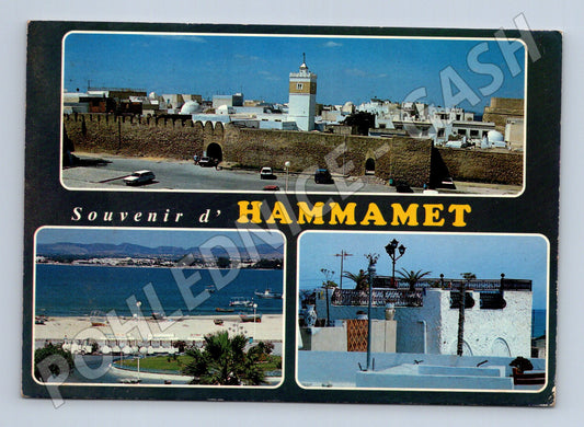 Pohlednice Tunisko Hammamet město a pláž 1993 (M26637)
