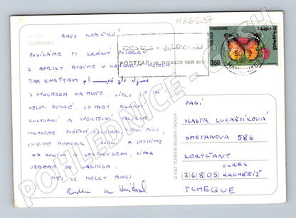 Pohlednice Tunisko Hammamet město a pláž 1993 (M26637)