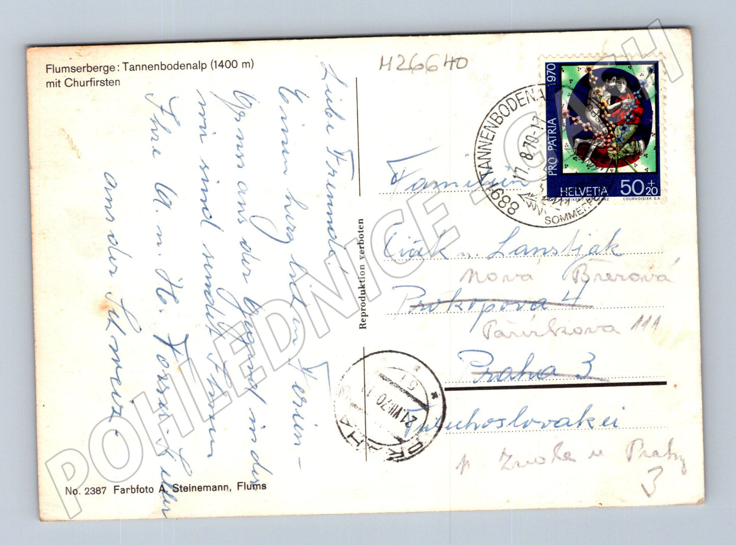 Pohlednice Švýcarsko Flumserberge rodina v horách 1970 (M26640)