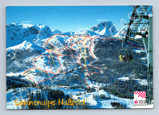 Pohlednice Rakousko Sonnenalpe Naßfeld lyžařská mapa 2000 (M26650)
