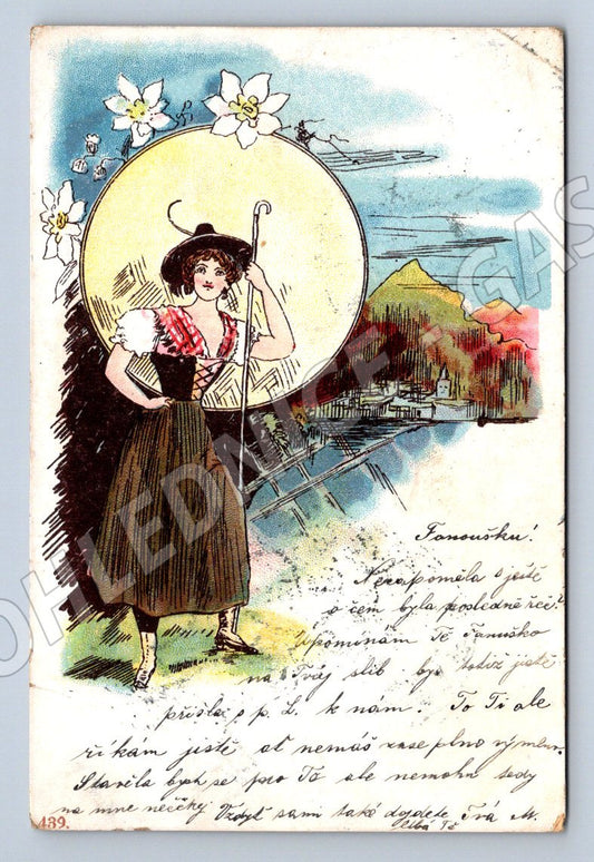 Postcard girl in ethnographic costume (M2666)