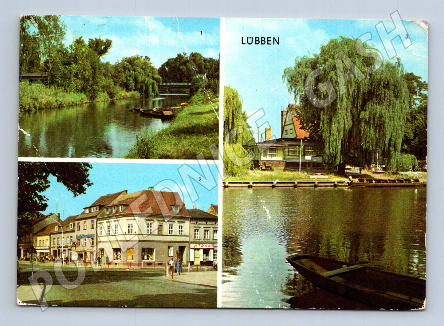 Pohlednice Německo Lübben město řeka 1980 (M26698)