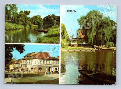 Pohlednice Německo Lübben město řeka 1980 (M26698)